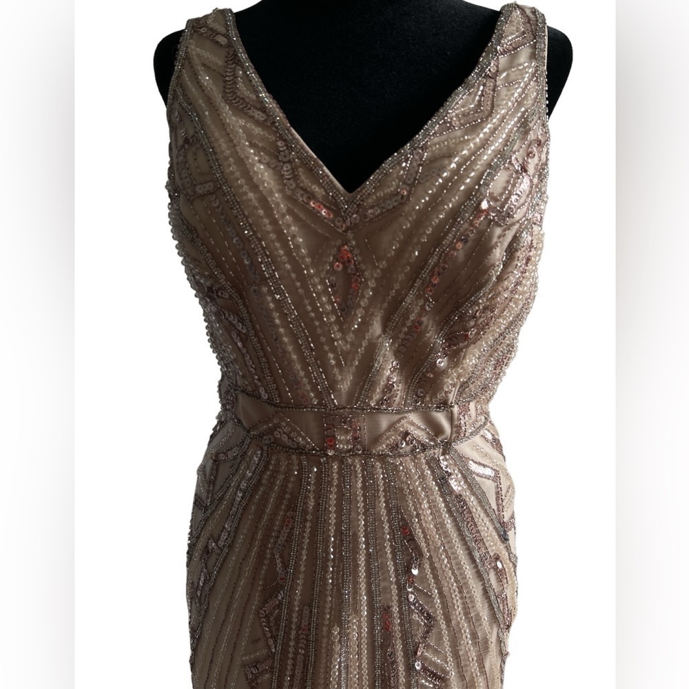 Erentul Sleeveless Maxi Tulle Mermaid Embroidered Wedding Guest Dress